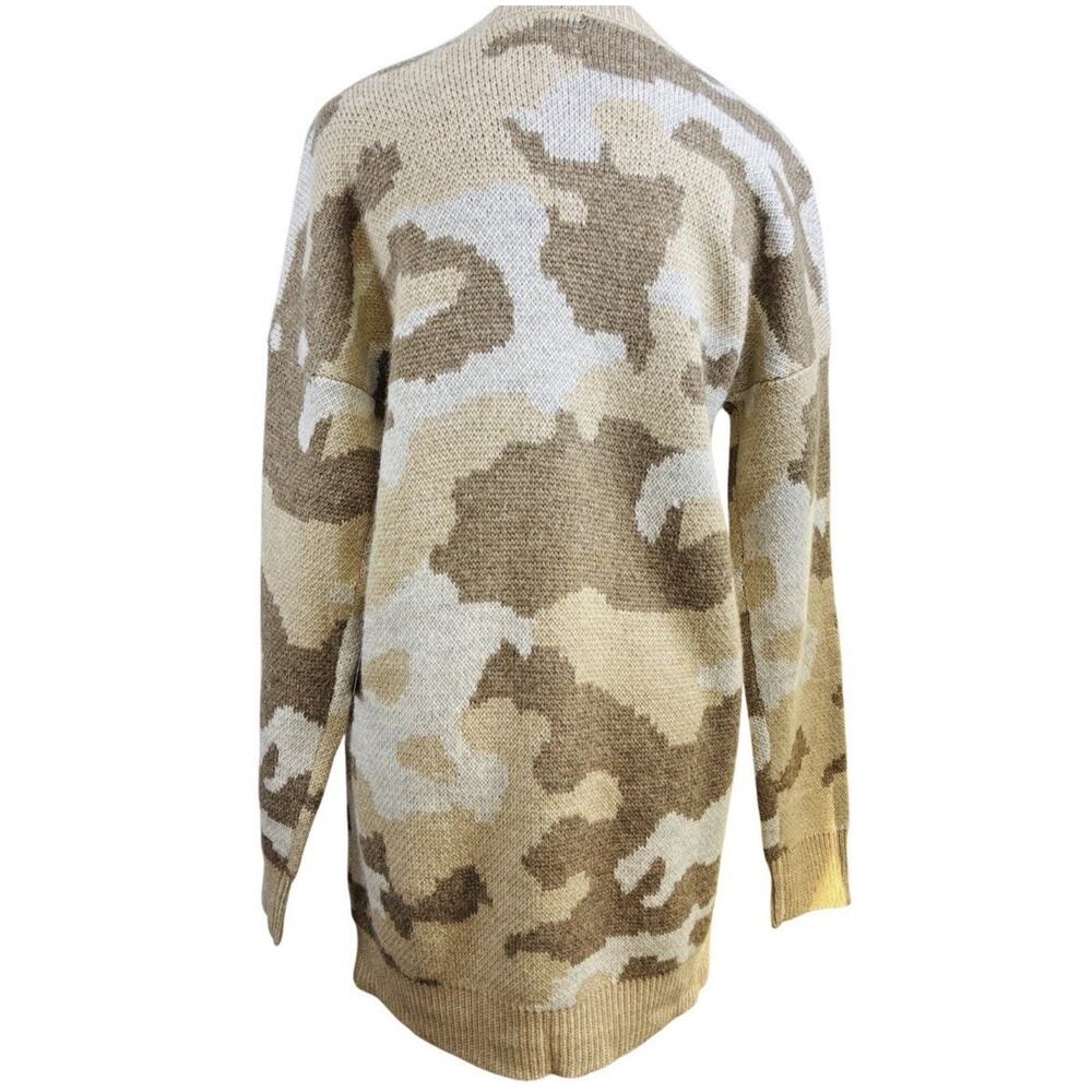 Lucky Brand Neutral Camo Cardigan Longline Cozy Knit Sweater NWT Small - Picture 3 of 9